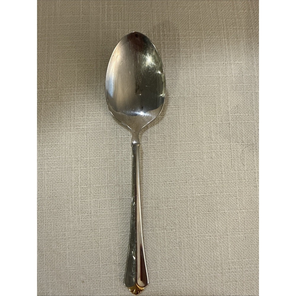 Oneida Golden Juilliard Cube Heirloom Stainless Flatware Gold Tip‎ Soup Spoon